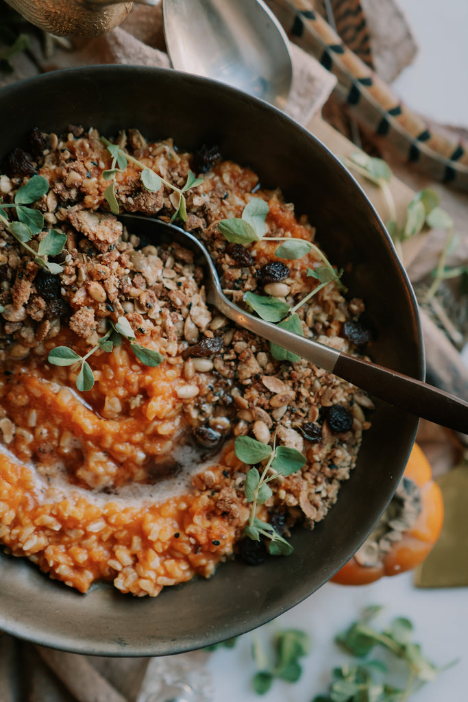 Pumpkin Brown Butter Rice with Miso Crumble